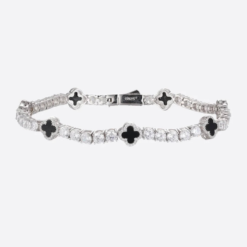 MOISSANITE  BLACK MOTIF TENNIS BRACELET - 925 SILVER - VVS1