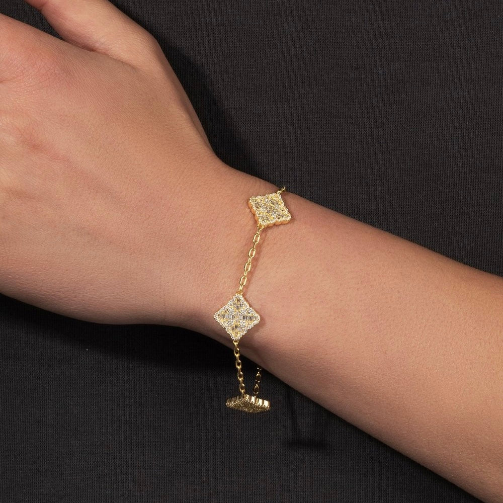 ICED CLOVER BRACELET - GOLD