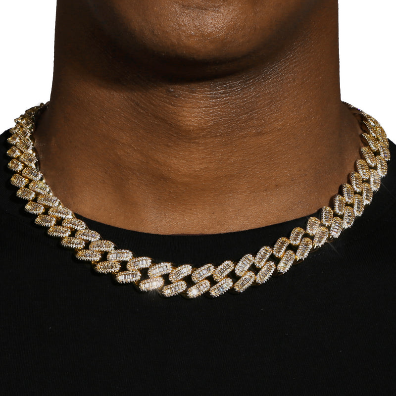 15MM BAGUETTE CUBAN LINK CHAIN - GOLD