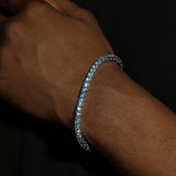 4MM BLUE TENNIS CHAIN & BRACELET SET