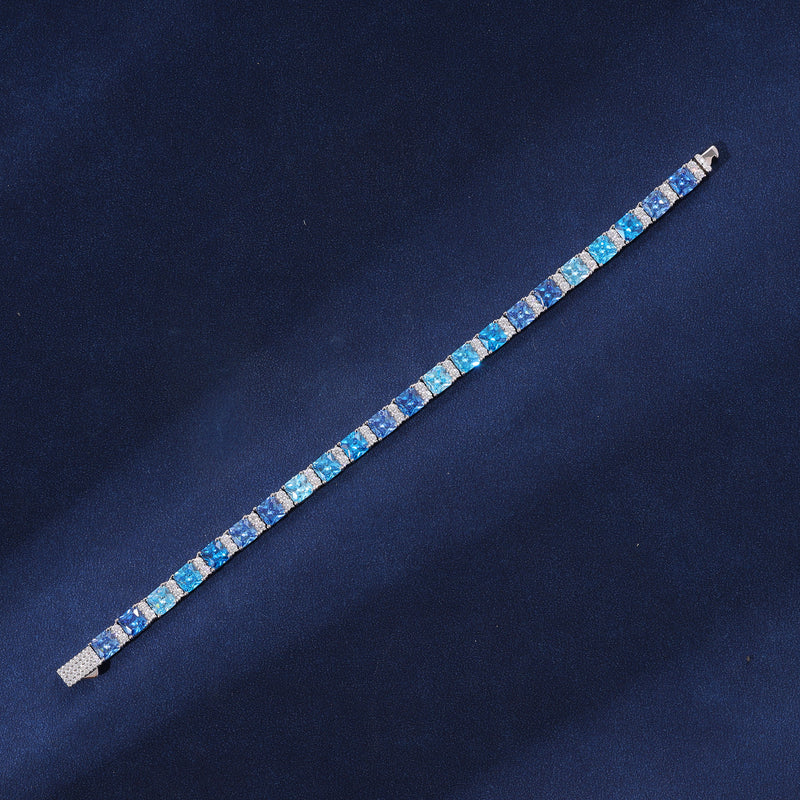 5MM MOISSANITE TRI-BLUE TENNIS BRACELET - 925 SILVER - VVS1