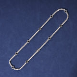 BLACK MOTIF TENNIS CHAIN - WHITE GOLD