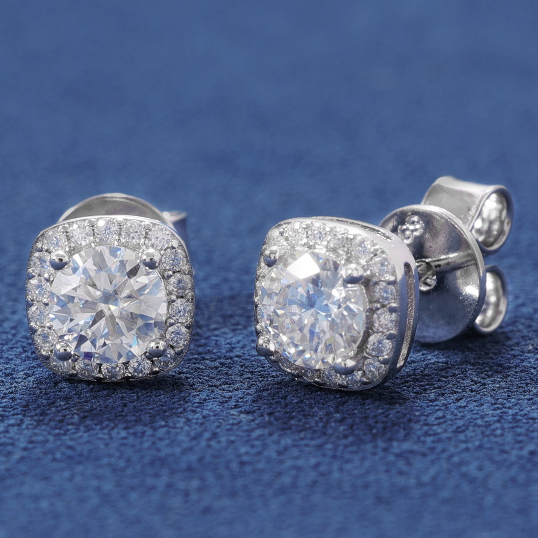 MOISSANITE CUSHION CUT EARRINGS- 925 SILVER - VVS1