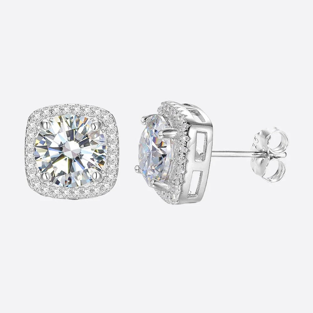 MOISSANITE CUSHION CUT EARRINGS- 925 SILVER - VVS1