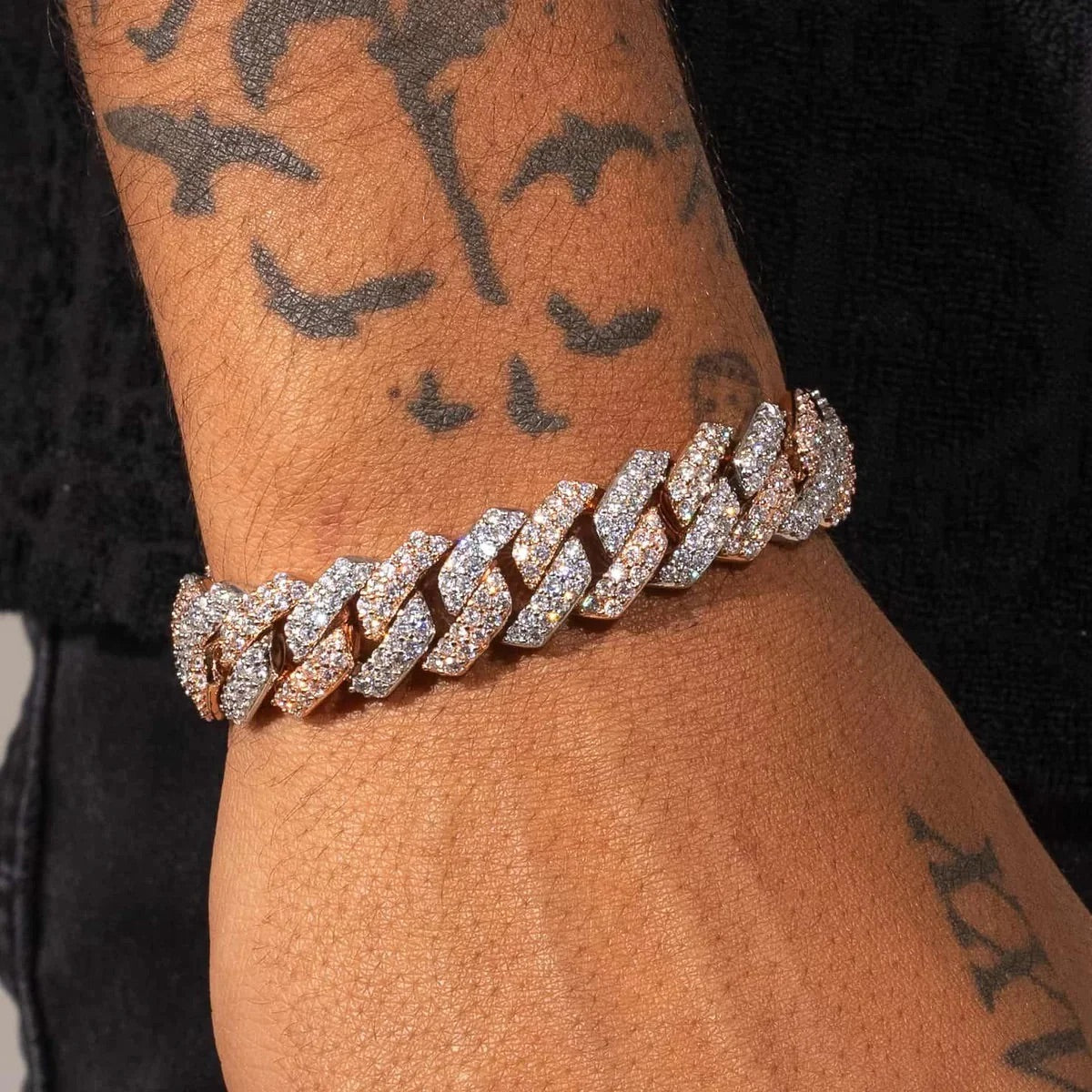 13MM DIAMOND PRONG LINK CHAIN & BRACELET SET