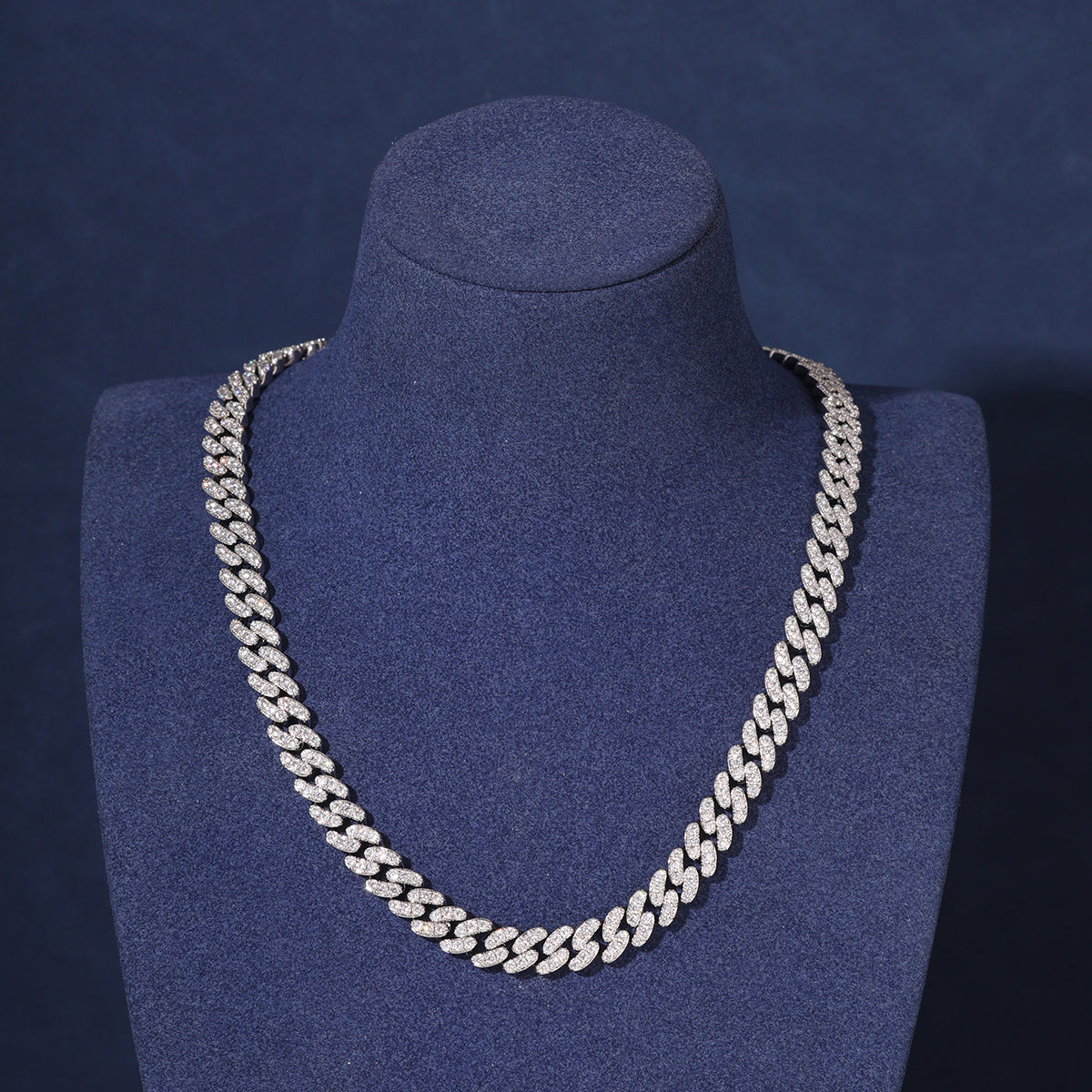 8MM ICED CUBAN CHAIN - WHITE GOLD