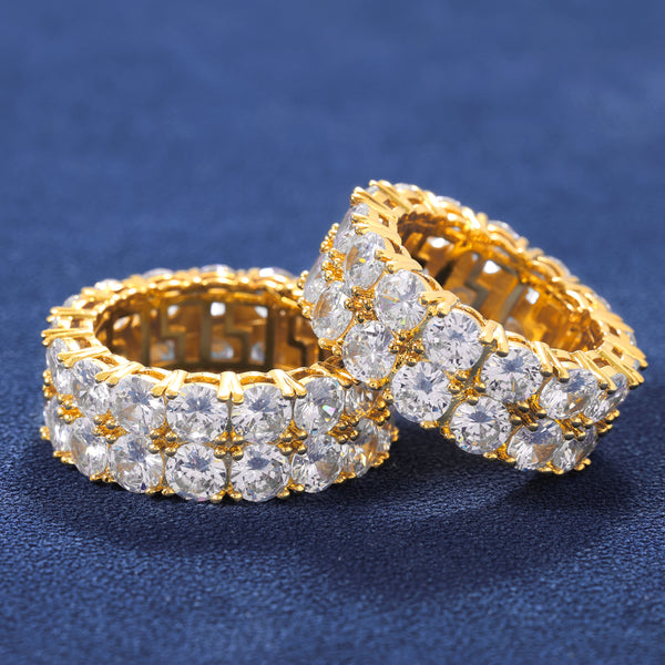 ICED DOUBLE ROW TENNIS RING - GOLD