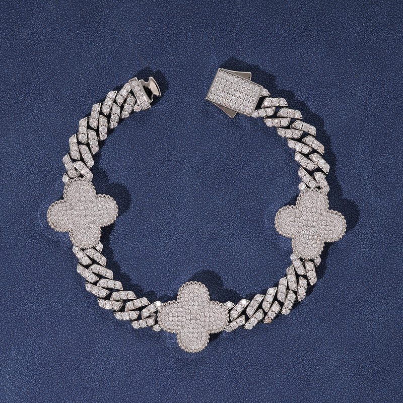 CUBAN CLOVER BRACELET - WHITE GOLD