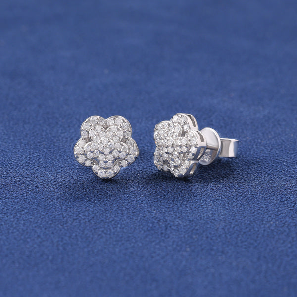 MOISSANITE LOTUS FLOWER STUDS - 925 SILVER - VVS1