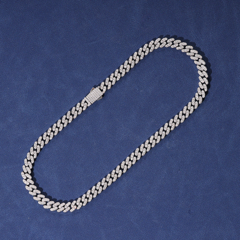 8MM ICED CUBAN CHAIN - WHITE GOLD