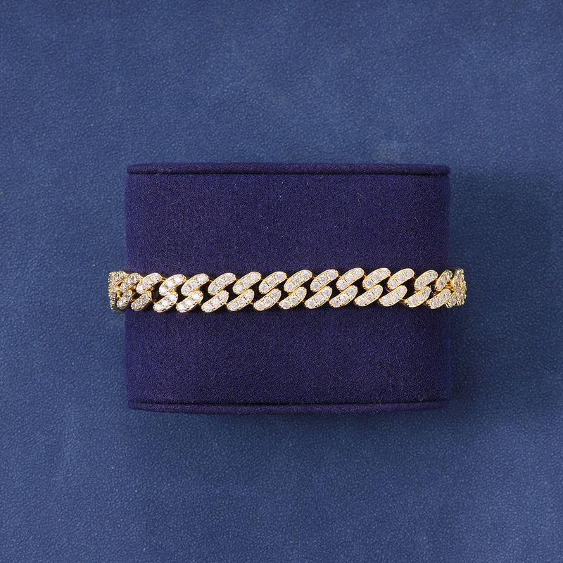 8MM ICED CUBAN BRACELET - GOLD