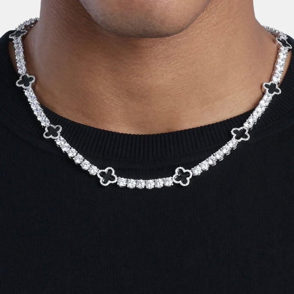 MOISSANITE  BLACK MOTIF TENNIS CHAIN - 925 SILVER - VVS1