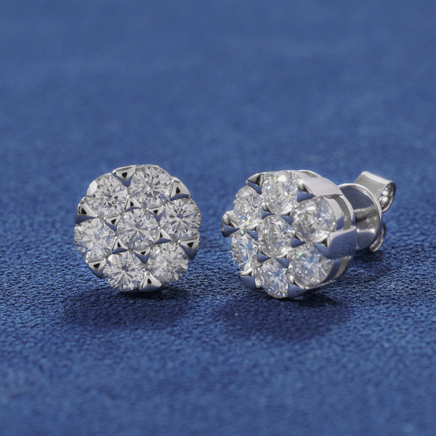 MOISSANITE CLUSTERED EARRINGS- 925 SILVER - VVS1