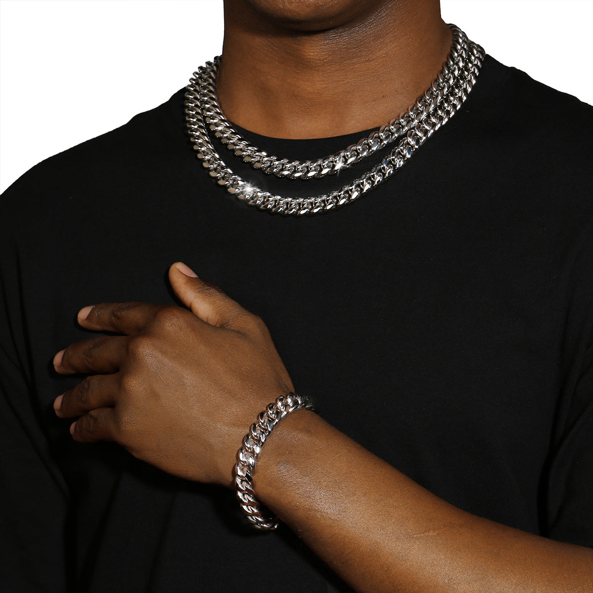 12MM CUBAN LINK CHAIN & BRACELET SET