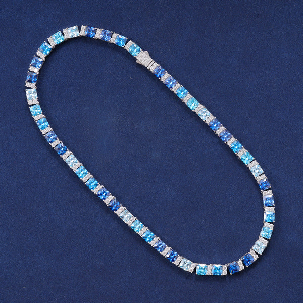 5MM MOISSANITE TRI-BLUE TENNIS CHAIN - 925 SILVER - VVS1