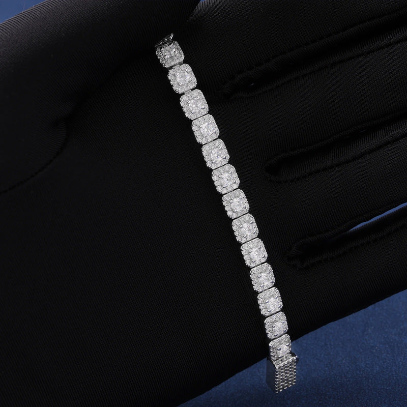 6MM MOISSANITE CLUSTERED TENNIS BRACELET - 925 SILVER - VVS1