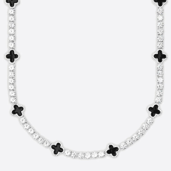 MOISSANITE  BLACK MOTIF TENNIS CHAIN - 925 SILVER - VVS1