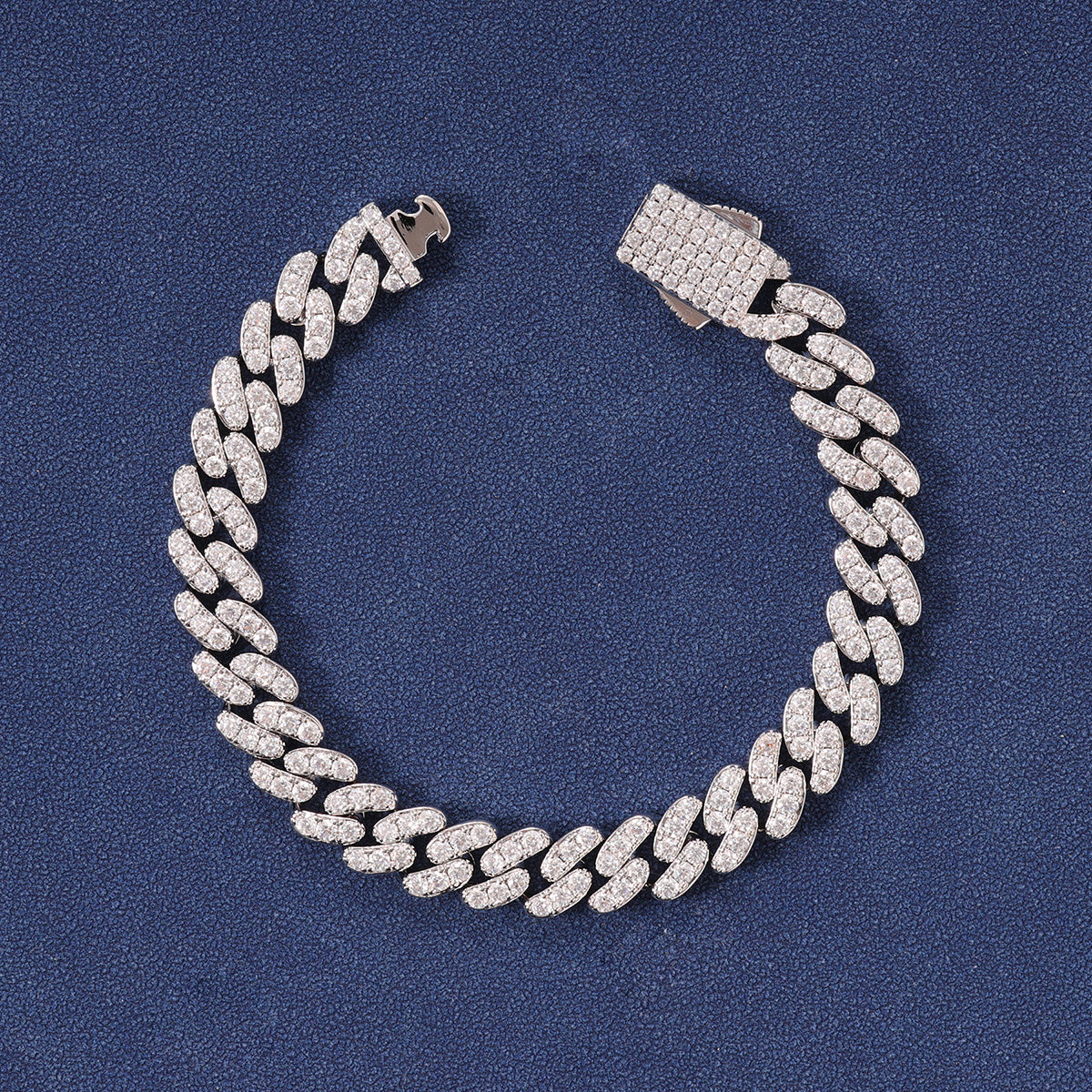 8MM ICED CUBAN BRACELET - WHITE GOLD