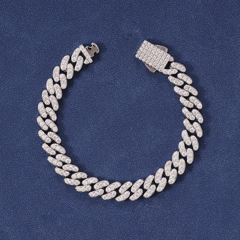 8MM ICED CUBAN BRACELET - WHITE GOLD