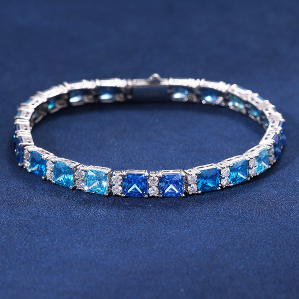 5MM MOISSANITE TRI-BLUE TENNIS BRACELET - 925 SILVER - VVS1