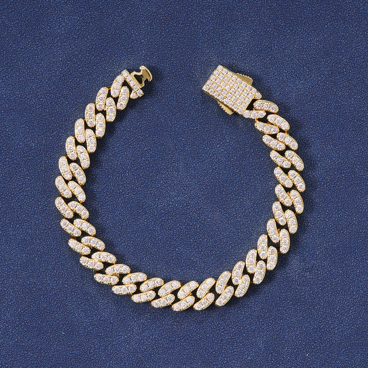 8MM ICED CUBAN BRACELET - GOLD