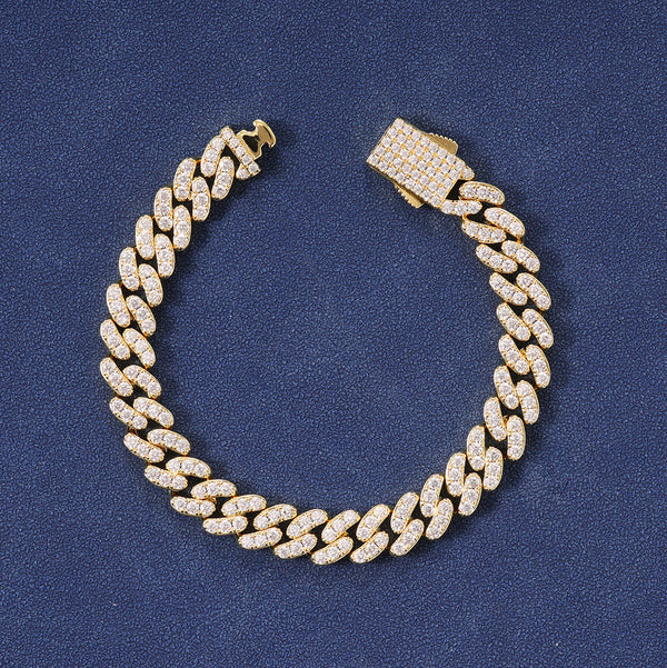 8MM ICED CUBAN BRACELET - GOLD