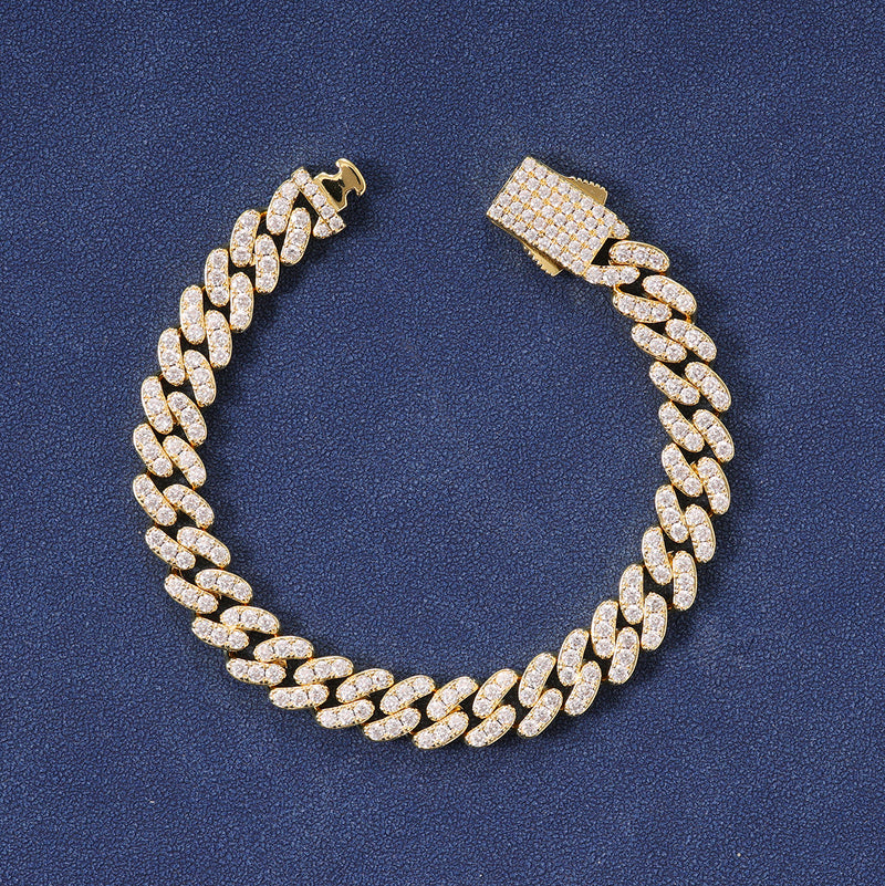 8MM ICED CUBAN BRACELET - GOLD