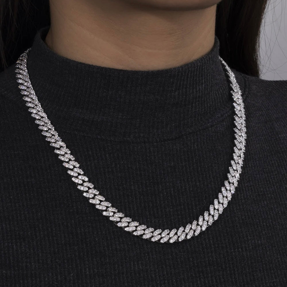 8MM MOISSANITE CUBAN LINK CHAIN - 925 SILVER - VVS1