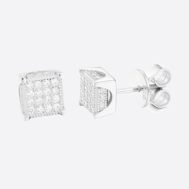 MOISSANITE ICED SQUARE EARRINGS- 925 SILVER - VVS1