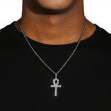 ICED ANKH PENDANT - WHITE GOLD