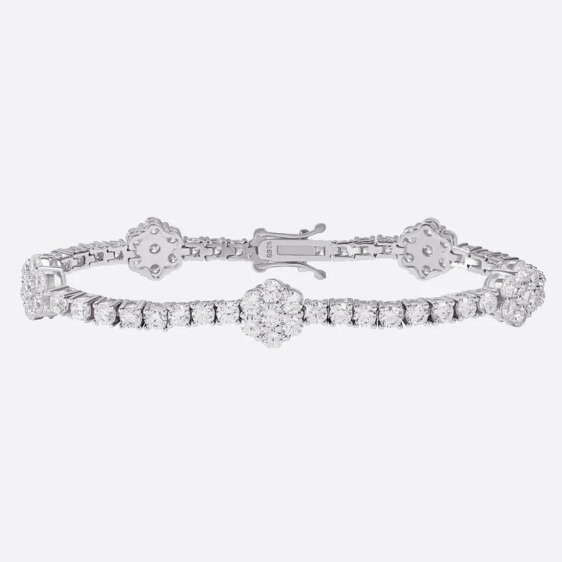 MOISSANITE ICED FLOWERS TENNIS BRACELET - 925 SILVER - VVS1