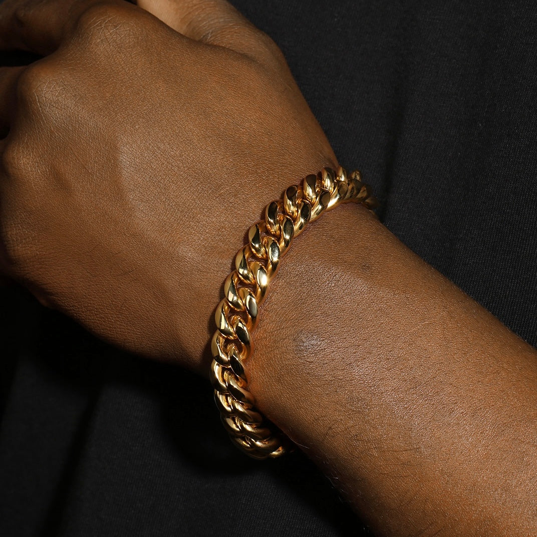 12MM CUBAN LINK BRACELET - GOLD