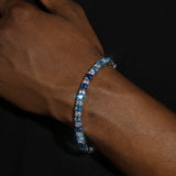 5MM MOISSANITE TRI-BLUE TENNIS BRACELET - 925 SILVER - VVS1