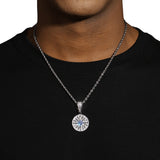 ICED COMPASS PENDANT - WHITE GOLD