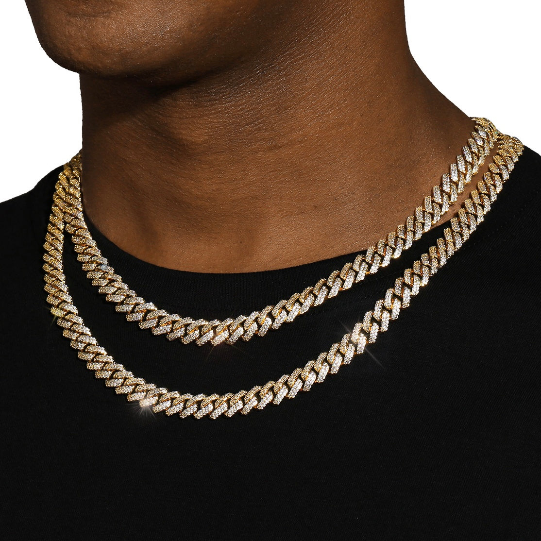 10MM DIAMOND PRONG LINK CHAIN - GOLD