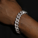 15MM BAGUETTE CUBAN LINK BRACELET - WHITE GOLD