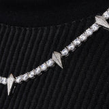 5MM PAVE SPIKE TENNIS CHAIN - WHITE GOLD