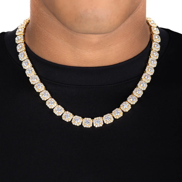 10MM CLUSTERED TENNIS CHAIN - GOLD