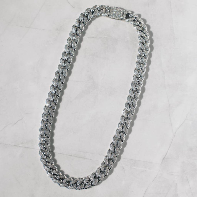 12MM MOISSANITE CUBAN LINK CHAIN - 925 SILVER - VVS1