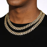 14MM DIAMOND PRONG LINK CHAIN - GOLD