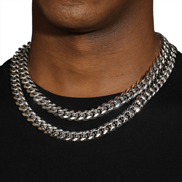 12MM CUBAN LINK CHAIN - WHITE GOLD