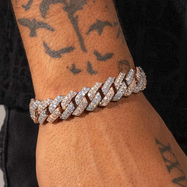 13MM DIAMOND PRONG LINK BRACELET - TWO TONE