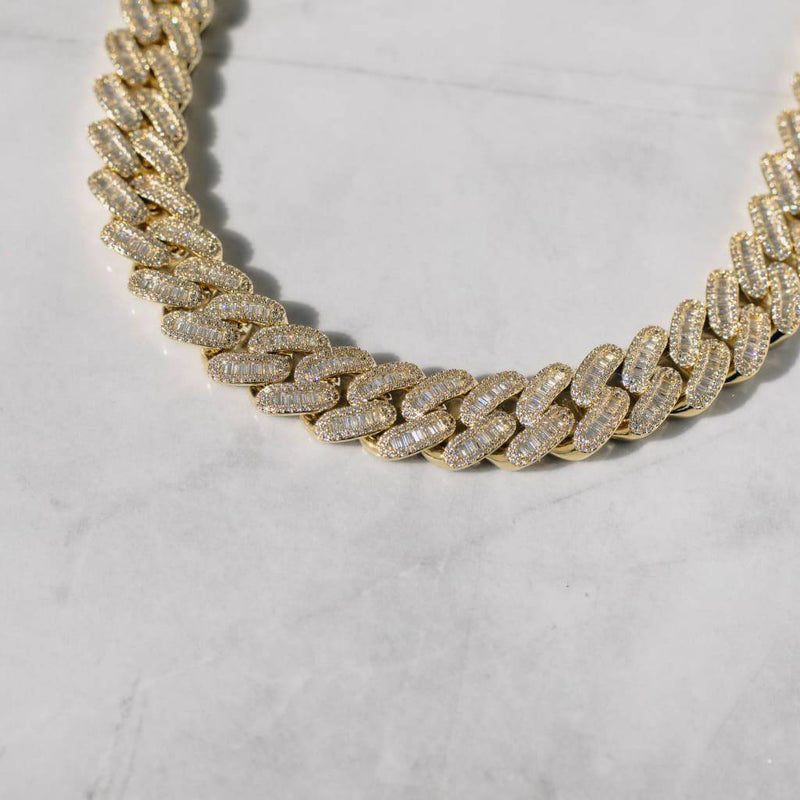 15MM BAGUETTE CUBAN LINK CHAIN - GOLD