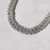 15MM BAGUETTE CUBAN LINK CHAIN - WHITE GOLD