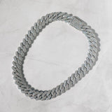 20MM DIAMOND PRONG LINK CHAIN - WHITE GOLD