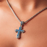 BLUE CROSS PENDANT - WHITE GOLD