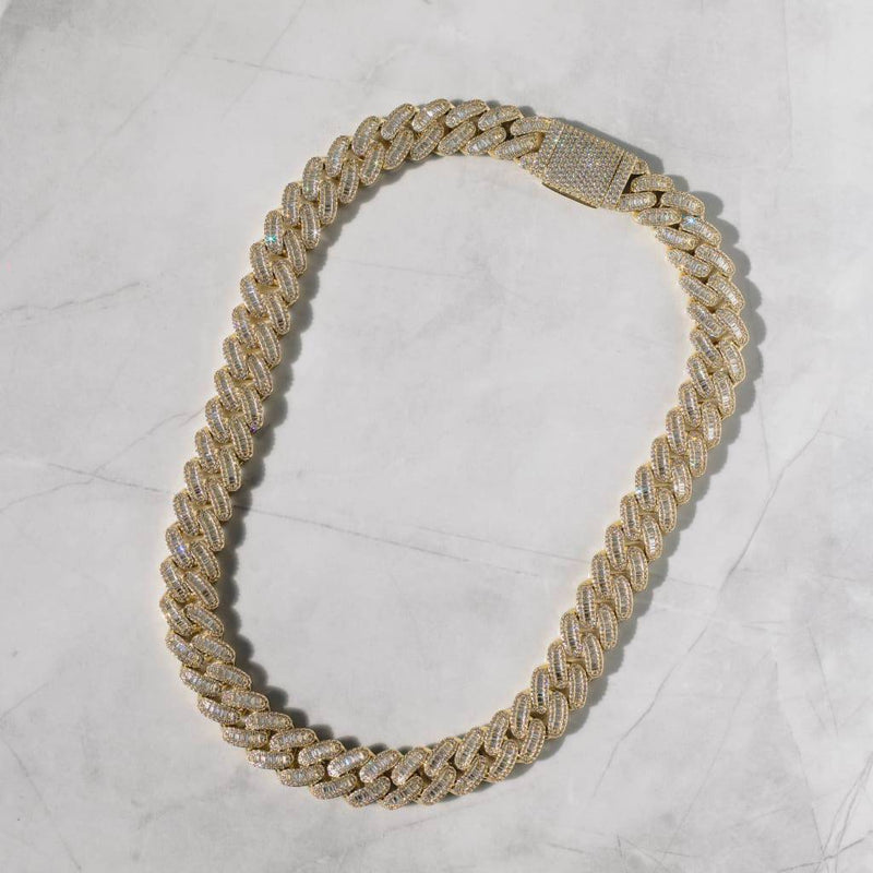 15MM BAGUETTE CUBAN LINK CHAIN - GOLD