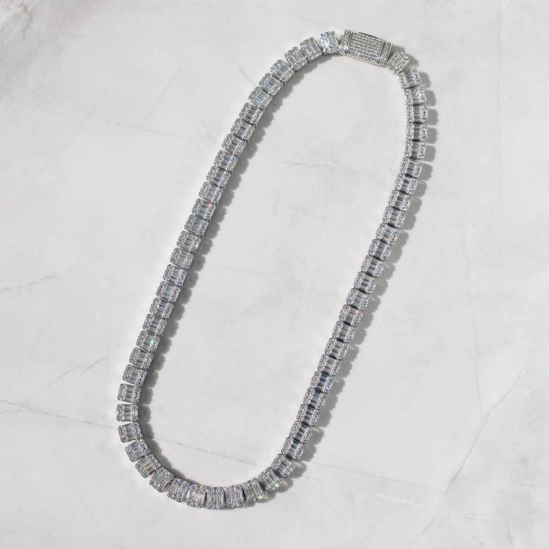 10MM BAGUETTE TENNIS CHAIN - WHITE GOLD