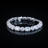 EMERALD CLUSTERED TENNIS BRACELET - WHITE GOLD