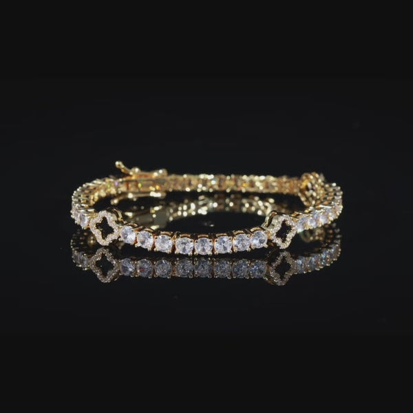 BLACK MOTIF TENNIS BRACELET - GOLD